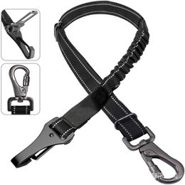 Hond Seat Riem Leidingen 3-in-1 auto harnas voor honden verstelbare veiligheid veiligheidsgordel naar auto's nylon reflecterende bungee stof tether met clip hook grendel gesp Swivel carabiner