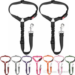 Ceinture de sécurité pour chien Laisses Ceinture de sécurité pour animaux de compagnie Appuie-tête Sièges de sécurité réglables pour chiots Ceintures élastiques réfléchissantes Bungee Connect Harnais pour chiens