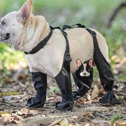Chaussures pour chiens bottes réglables imperméables jour de pluie animal respirant pour la marche en plein air doux pattes de bouledogue français Protec Y8A8 240117