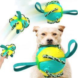 Ballon de football pour chien, jouets interactifs pour animaux de compagnie, balle pliable, jouet molaire, balle d'entraînement en plein air pour chiot, chien à mâcher, accessoires pour chiens, 240118
