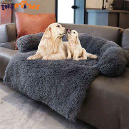 Housse de canapé pour chien, lit de luxe pour grand chien, avec traversin de cou, couverture de nid apaisant pour chat, coussin amovible, lit pour animal de compagnie 2308Q