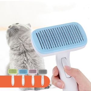 Hondenbenodigdheden Grooming Pet Hair Removal Comb, honden en katten Een-klik Hairs Naald Kam 4 Kleuren 2021