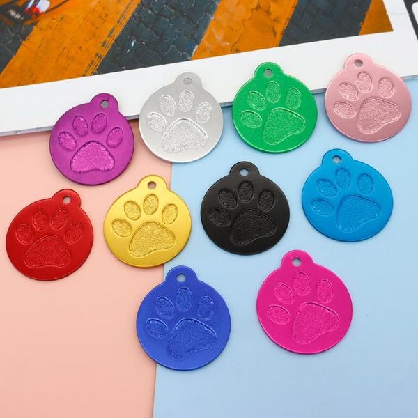 Etiqueta de perro 20 piezas, collar redondo personalizado para mascotas, accesorios de joyería, llavero de identificación de gato grabado personalizado