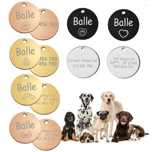 Etiqueta de perro personalizada, identificación de gato, Nombre de mascota, accesorios para Collar, Collar redondo grabado personalizado, cadena, suministros de dijes para producto