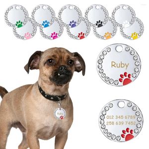 Étiquette de chien personnalisée, nom gravé, identification, collier pour animaux de compagnie, pendentif personnalisé Anti-perte, collier en diamant inoxydable pour chat