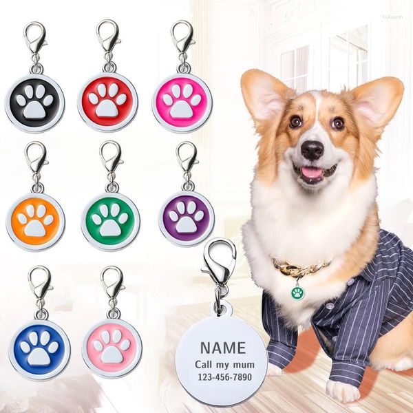 Etiqueta de perro Etiquetas de dirección de collar personalizables para perros Medalla con nombre grabado Accesorios para cachorros y gatitos Cadena de collar de gato personalizada