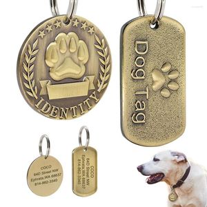 Dog Tag Aanpasbare Gegraveerde Huisdieren ID Voor Kat Bronzen Naambord Tags Gepersonaliseerde Anti-verloren Adresnummer Honden Halsband Hanger