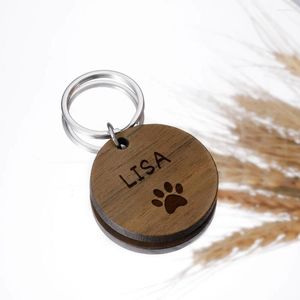 Hondentag Aangepaste houten huisdier-ID-tags Anti-lostnaam hout voor puppy gepersonaliseerd nummer naamplaatje kraag katten ketting