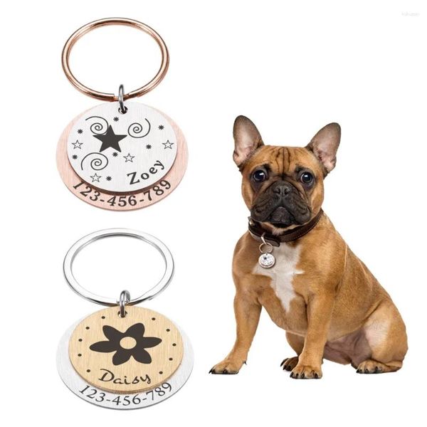 Etiqueta de perros grabada identificación de mascotas personalizadas mascotas de cachorro accesorios de collar perros personalizados etiquetas de nombre anti-perdidas colgante