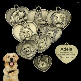 Dog Tag Gratis Graveren ID Custom Huisdier Kat Anti-verloren Tags Gegraveerd Puppy Katten Naambord Hartvorm Honden kraag Hangers