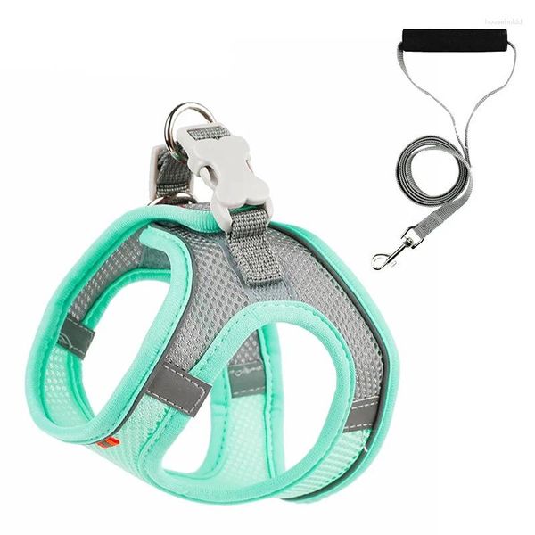 Arnés con etiqueta para perro, ropa, chaleco, pecho, collares para gatos, cuerda para perros pequeños, reflectante, transpirable, ajustable, accesorios para caminar al aire libre