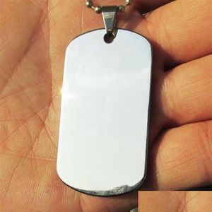 Tag de chien, carte d'identité 100pcs / lot vierge en acier inoxydable Tags de l'armée militaire miroir à surface laser gravable Men de mode pendentifs Drop livraison DH8CR