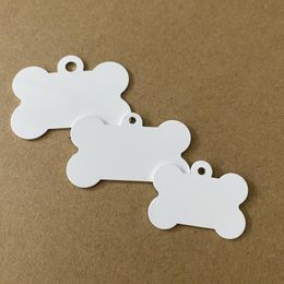 Étiquette de chien, carte d'identité, 50 pièces, bricolage, étiquette par Sublimation en métal et aluminium, pendentif de nom d'animal de compagnie, les deux plaques blanches 3152