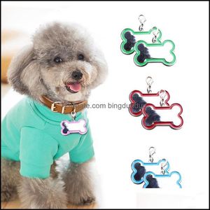 Dog Tag Id Card Id Tag Cute Bone Shaped Diy Pendentifs Antilost Pets Identification Gravé Colliers Alliage Fermoir Keychain Pet Supplies Ot8U6