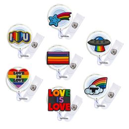 Dog Tag Id Carte Rainbow 24 Cartoon Badge Reel Nurse rétractable Infirmière Funny Reels With Alligator Clip For Nurses Gifts Name Sinfing Starder C Otok0