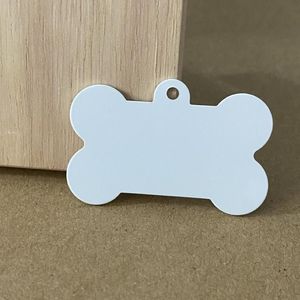 Dog Tag ID -kaart S M L Botvormige metalen Cat Tags DHL Sublimatie Pet Dubbelzijdige witte ID Naam Pendant Jewelry263v