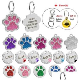 Dog Tag Id Card Tag Id Strass Pet Personnalisé Chiens Chats Name Tags Anti-Lost Nameplate Accessoires Bell Gift Drop Delivery Home Dhokb