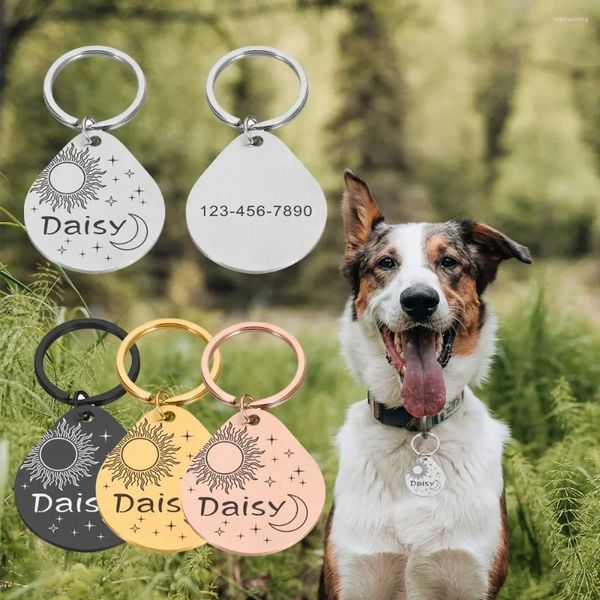 Dog Tag Collier de compagnie personnalisé Anti-permante Plaque d'identification personnalisée Gratuaire de gravure de chiens chat Cat chiot chaton Pendent