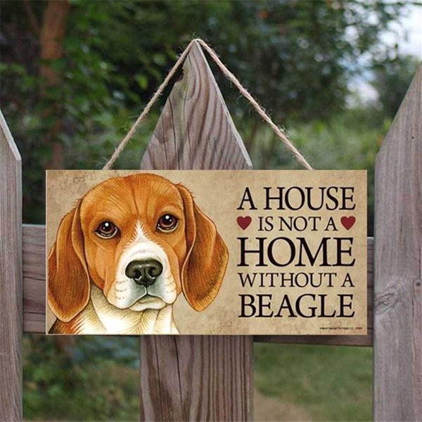 Dog Tags rectangulaire en bois accessoires de chien de compagnie belle amitié signe animal plaques rustique décoration murale décoration de la maison FY4451 0111