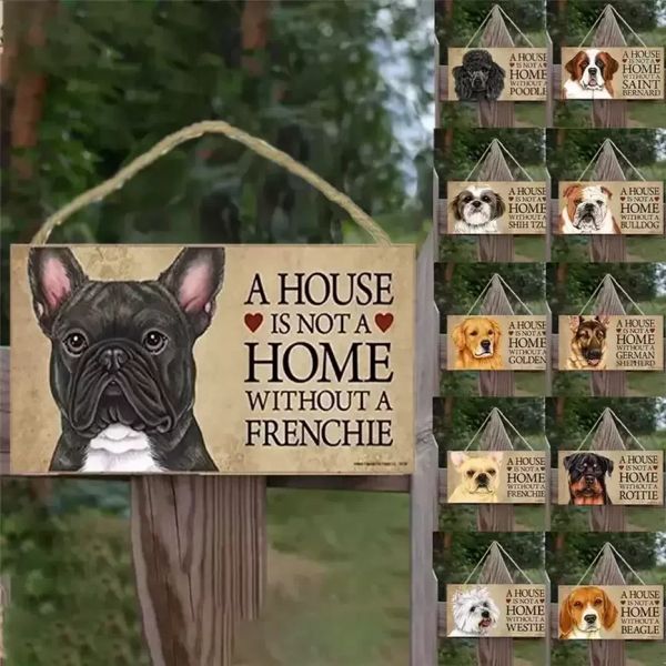 Etiquetas para perros Rectangulares de madera para mascotas Accesorios para perros Amistad encantadora Animal Sign Placas Pared rústica Decoración del hogar NUEVO