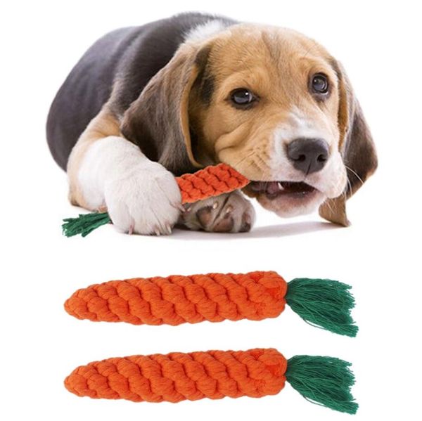 Jouets pour chiens carotte noeud corde balle coton haltère chiot nettoyage dents jouet à mâcher Durable tressé résistant aux morsures fournitures pour animaux de compagnie