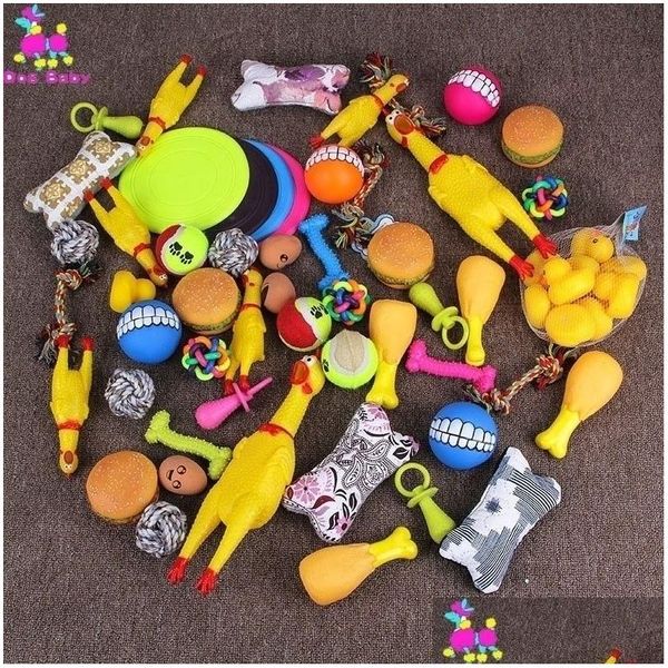 Jouets pour chiens à mâcher 10pcs chien de compagnie chat drôle en caoutchouc jouets de durabilité Squeak mâcher son ajustement pour les petits animaux criant poulet Y200330 Drop de Dhfo7