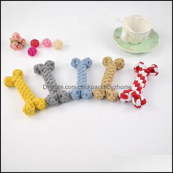 Jouets pour chiens à mâcher 15 cm jouet pour animaux de compagnie chien os coton corde tissé fournitures résistant aux morsures simation mâcher goutte livraison 2022 maison jardin Otipc