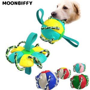 Jouets pour chiens à mâcher 2 en 1 Jouets pour chiens de compagnie Football Formation Agilité Multifonctionnel Chien Football En Plein Air Interactif Balle Jouet Chien Perros Fournitures 230727