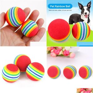 Jouets pour chiens à mâcher 2 pièces balles de jouets pour animaux de compagnie sécurité Mini boule arc-en-ciel mignonne pour chat interactif à mâcher hochet fournitures de formation à gratter goutte Dhtji