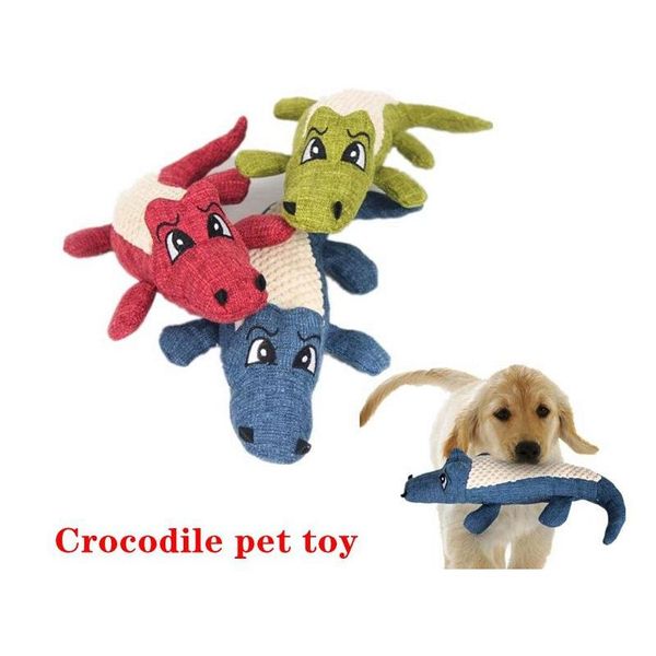 Jouets pour chiens à mâcher 3 couleurs jouet pour animaux de compagnie lin P chiens animaux à mâcher Squeak dents propres Coy Clogodile Puzzle bleu rouge vert livraison directe maison Dheqi