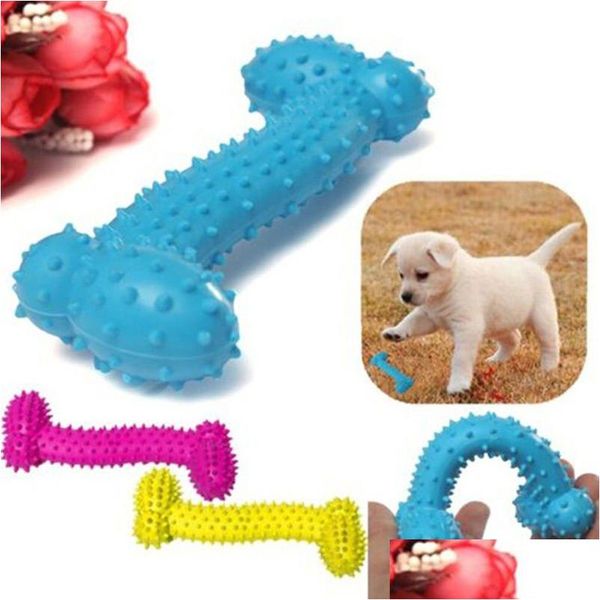 Juguetes para perros Mastica 3 Pic Resistente a la mordedura Hueso Cachorro Molares Pelota de goma Juego para entrenamiento de dientes Plástico térmico TPR PET 10X4Cm Drop D Dhouo