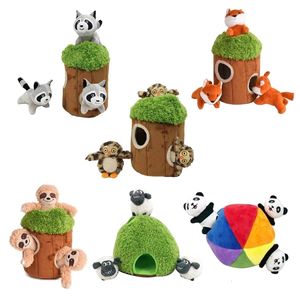 Jouets à mâcher pour chiens, 4 pièces, peluche créative grinçante, amusant, cache-cache, recherche d'animaux en peluche, trou d'arbre, terrier sûr et Non toxique, 221122