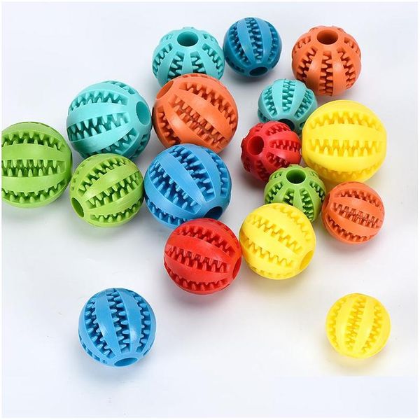 Juguetes para perros Masticables 5 cm / 6 cm / 7 cm Pet Sandía Bola de juguete Interactivo Bola de rebote Caucho natural con fugas Limpieza de dientes Gota Entregar DHSED