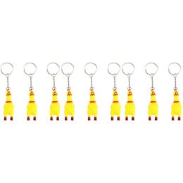 Hondenspeelgoed Chews 9pcs Squeeze schreeuwende kip sleutelhanger grappige gele piepende hanger voor sleutels tassen telefoons mini drop levering home dh7al