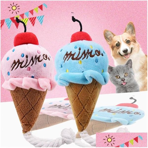 Juguetes para perros Masticables Animales Dibujos animados Relleno Chirriante Juguete para mascotas Lindo rompecabezas de peluche para perros Gato Chew Squeaker Squeaky Ice Cream 423 N2 Dro Dhydx