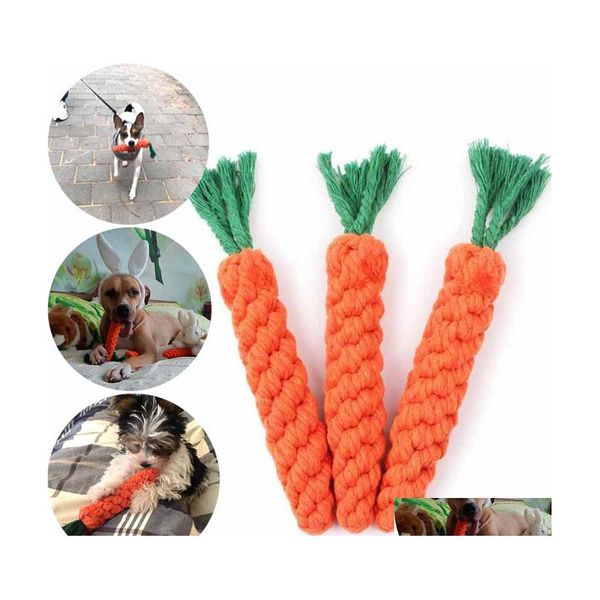 Juguetes para perros Masticables Forma de zanahoria Cuerda Juguete Mascota Largo Trenzado Algodón Cachorro Limpieza de dientes Masticar Traning al aire libre Diversión Jugar Drop Entrega H Dhisd