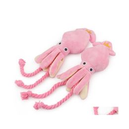 Hondenspeelgoed Chews Cartoon Squid Toy Octopus Leuke BB Plush Pet Puppy Rope Pink Piepl Squeak Supplies Drop Delivery Home Garden DHV7D