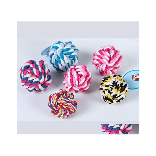 Jouets Pour Chiens À Mâcher Colorf Pet Coton À Mâcher Noeud Corde Balle 5Cm 7Cm 8Cm Interactive Durable Forme Tressé Jouet Drop Delivery Home Garden S Dhxwe