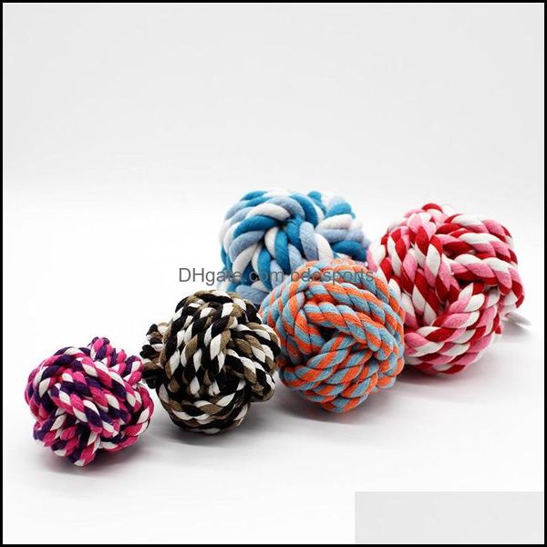 Toys pour chiens Colorf Pet Cotton Chew Ball Rope Rope 5cm 7cm 8cm Toys Dog Interactive Digned Tressed Toyed 5351 Q2 Drop Deli DH7RO