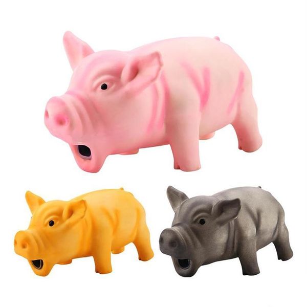 Juguetes para perros Masticables Lindo Látex Cerdo Gruñido Juguete Mascota Masticar Dientes Molienda Juguetes para entrenamiento de perros Negro Amarillo Rosa Mascotas Squeeze Sound Drop D Dhmgp