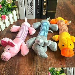 Hondenspeelgoed Kauwspeeltjes Schattig Huisdier Hond Kat Pluche Squeak Sound Toys Grappig Fleece Duurzaamheid Chew Molar Toy Geschikt voor alle huisdieren Olifant Eend Varken Dr Dhw3T