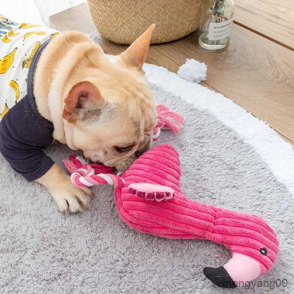 Jouets pour chiens à mâcher mignon en peluche Flamingo chiens de compagnie morsure jouets à mâcher Chihuahua/Yorkshire/bouledogue/carlin/Corgi petit chien interactif/jouet sonore grinçant