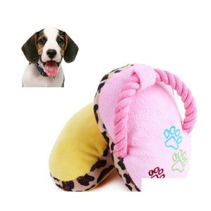 Hondenspeelgoed kauwt schattige puppy magnetisch speelgoed huisdier play squeaker geluid pluche slippers broodvorm cadeau slipper voor drop levering home dhry1