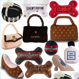 Hondenspeelgoed Kauwt Designs Hondenspeelgoed Fashion Hound Collectie Unieke Piepende Parodie P Honden Speelgoed Handtas Per Fles Schoenen met hoge hakken Bot Dhf5L