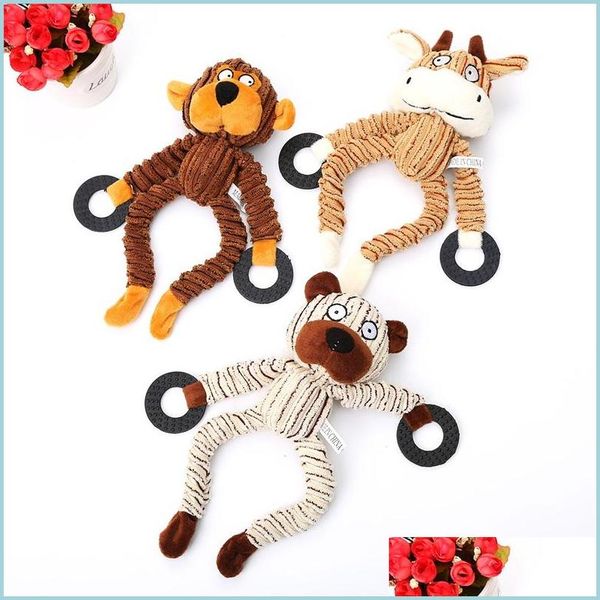 Jouets pour chiens à mâcher chien velours côtelé Squeaker jouets singe bovins ours drôle dent molaire grinçant jouet à mâcher chiot articles pour animaux de compagnie 8 9Pe Uu Drop D Dhueq