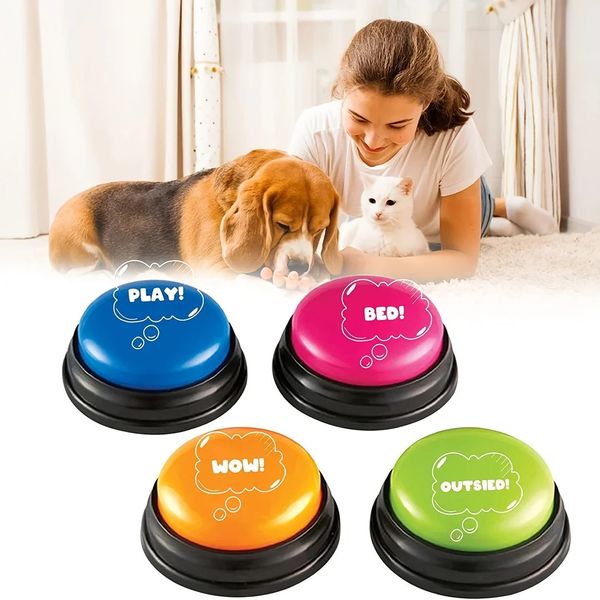 Jouets pour chiens à mâcher bouton d'enregistrement vocal pour chien formation à la communication pour animaux de compagnie buzzer apprendre au chien à parler bouton parlant enregistrable jouet pour animaux de compagnie 231129