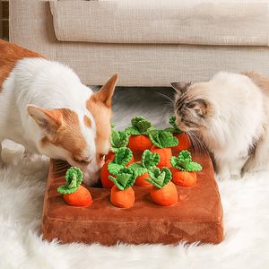 Jouets pour chiens à mâcher DualPet Chat Carotte En Peluche Légumes À Mâcher Sniff Animaux Cacher De La Nourriture Pour Améliorer Les Habitudes Alimentaires Puzzle Accessoires 230307