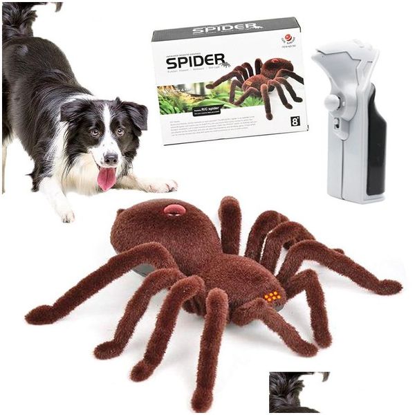 Jouets pour chiens à mâcher Halloween jouet intelligent araignée simulée avec télécommande pour grands chiens de petite taille cadeau d'anniversaire interactif Drop Deliv Ot0Aw