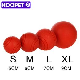 Jouets pour chiens à mâcher HOOPET jouet balle en caoutchouc résistant aux morsures pour chiens chiot Teddy Pitbull couleur rouge solide S XL fournitures pour animaux de compagnie 230915