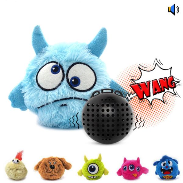 Jouets pour chiens à mâcher interactif rebondissant rire secouant la balle en peluche jouet électronique vibrant automatique sons mobiles monstre chiot 230925